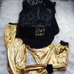 Gold jogger style pants